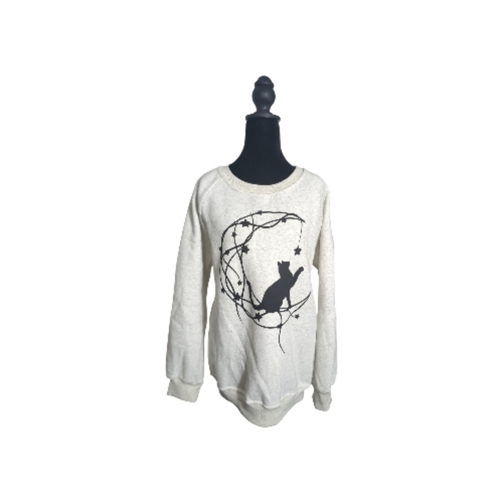 LA Soul XL Black Cat And Stars Novelty Sweatshirt Whimsigoth Witchy Celestial